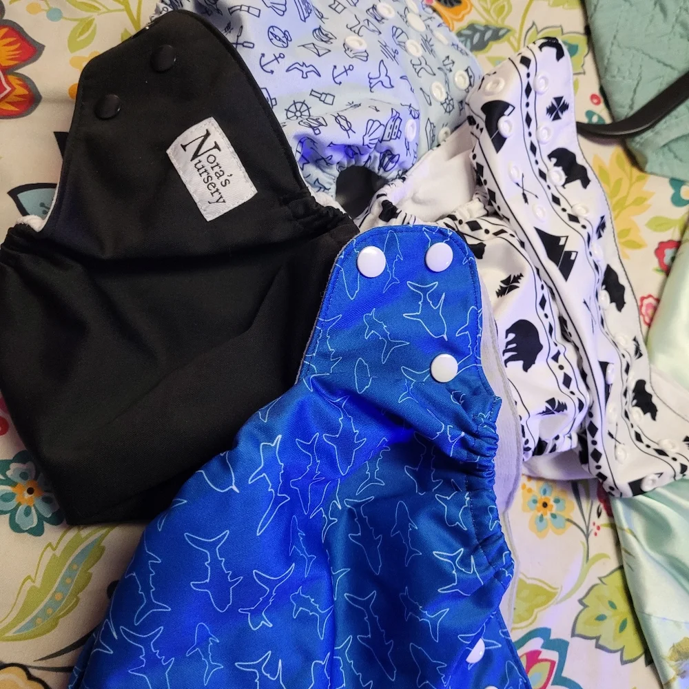 Kids Cloth Diaper Set - Blue, Black, White